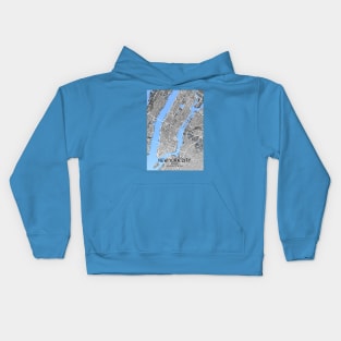 New York City Map Black and Blue Kids Hoodie